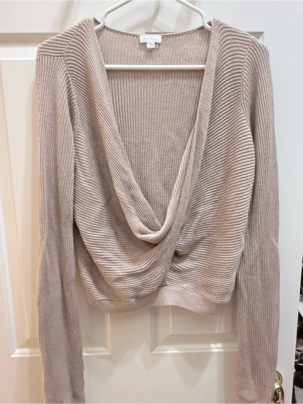 Splendid Draped Sweater in Light Taupe